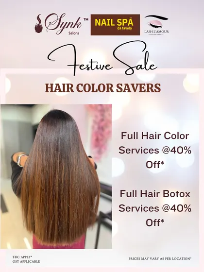 Our festive sale on Hair Colour Savers, offering 40% off on both full hair colour and full hair botox services.