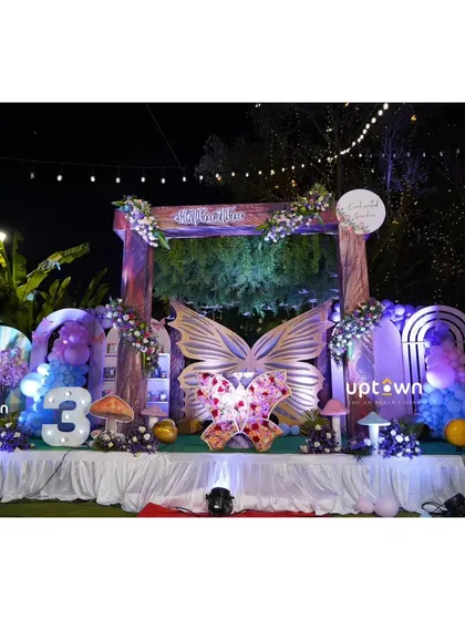 Another view of the outdoor butterfly setup.