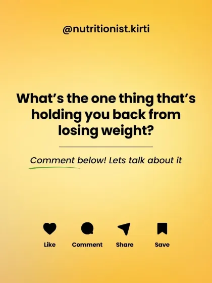 What's the one thing holding you back from losing weight? This is a question I ask to start a conversation. Let's talk about the real barriers and find solutions together.