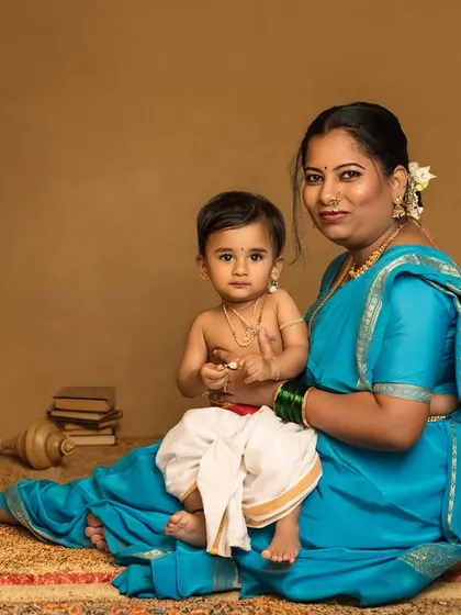 The story continues. From maternity to motherhood, I love capturing the journey, like this beautiful moment of a mother in a traditional blue saree with her little one dressed as Krishna.