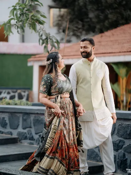 A collage of fun and candid moments from a Mehendi ceremony, capturing the couple's playful dance moves and joyful interactions.