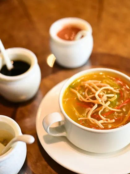 Crunchy, spicy, and packed with flavour. This Manchow soup is the perfect blend of warmth and zest, topped with crispy noodles for that extra crunch.