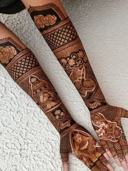 This design features a beautiful depiction of a wedding ceremony, with the bride and groom exchanging garlands.