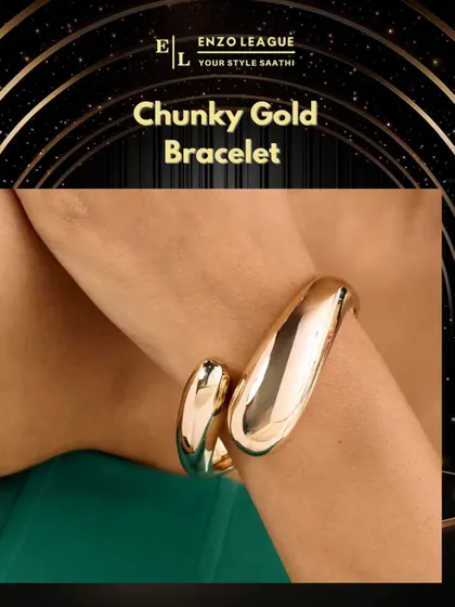 A chunky gold bracelet is a bold statement piece. It adds a touch of glamour and confidence to any outfit, whether you're dressing up for a special occasion or elevating a casual look.