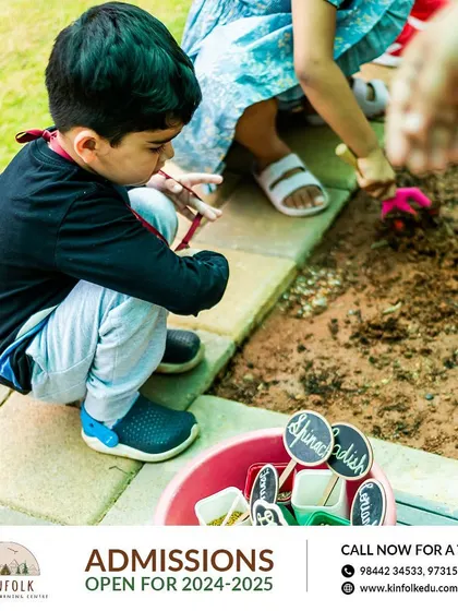 A child carefully examines the seeds and plants in our garden patch. This hands-on activity connects them to their food source and the science of growing.