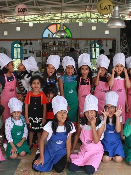 Look at these happy little chefs! Our kids' cooking parties are designed to be fun, safe, and wonderfully messy. It's a unique way to celebrate a birthday and introduce children to the magic of creating their own food.