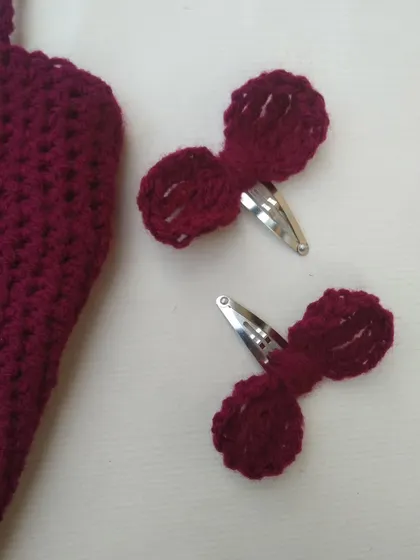 Cute little bow hair clips. These are perfect for kids or for anyone who loves a touch of handmade charm in their hair.