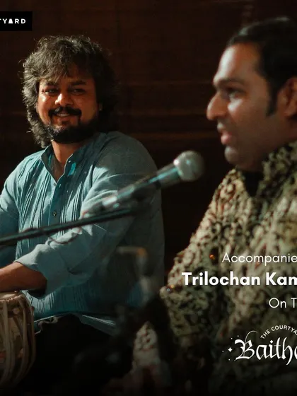 A poster graphic featuring me and Sanam Khan for a ghazal night.