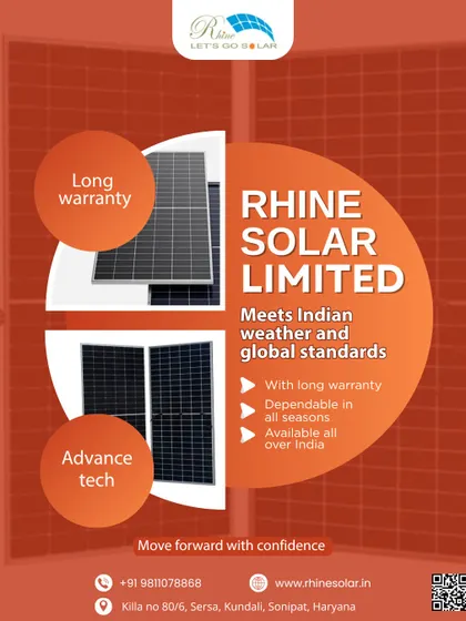 This poster details how our panels, built with advanced technology and a long warranty, are designed to meet Indian weather and global standards. I ensure they are dependable in all seasons and available all over India.