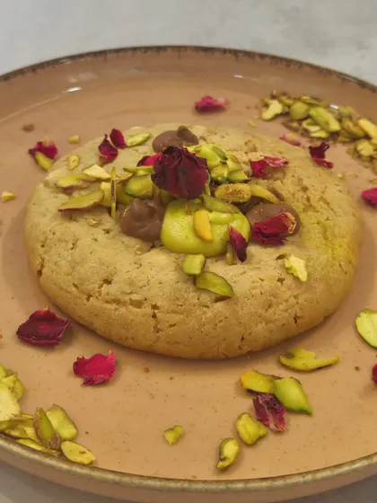 This isn't just a cookie; it's an experience. My Molten Pistachio Burst cookie is filled with rich chocolate and delicate rose, offering a perfect blend of flavors and textures that I've perfected over time.