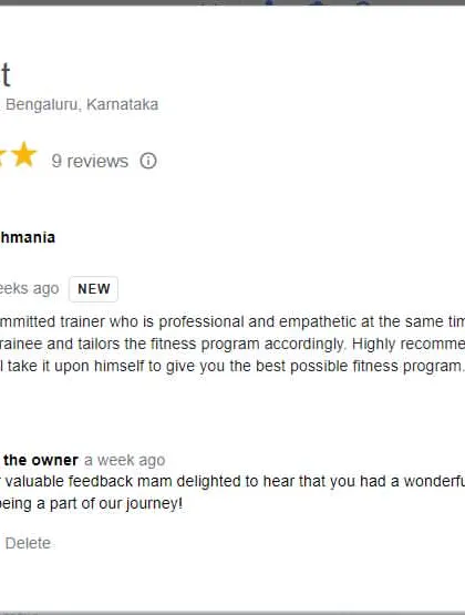 "Kiran is a very committed trainer who is professional and empathetic at the same time." I appreciate this feedback, as I strive to understand each client's needs to deliver the best program.