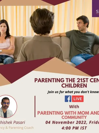 Announcement for my live talk on "Parenting the 21st Century Children" with the Parenting With Mom and Dad Community.