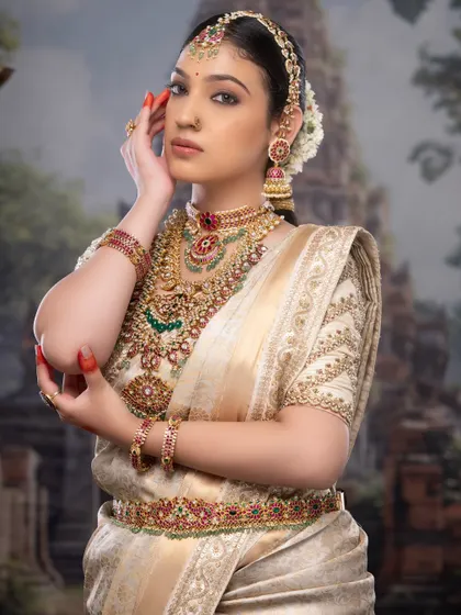 The final look, a picture of poise and tradition. I ensure my brides feel comfortable and confident, ready for their big day.