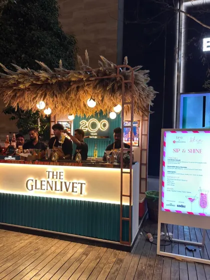 Here’s our full bar setup for a large scale brand event with The Glenlivet at Jio World Drive. We can create custom, branded mobile bars that look professional and handle a high volume of guests, making us a reliable partner for corporate events.