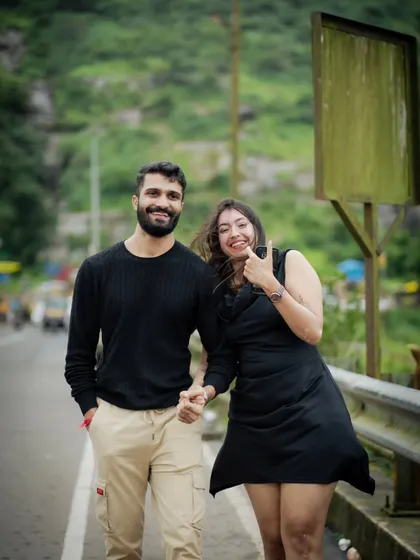 Pre-wedding shoots don't have to be all serious. I captured this happy, candid moment during a casual shoot in the Lonavala hills. My goal is to make you feel comfortable enough to just be yourselves.