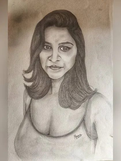 A full-torso pencil portrait. This format allows for more detail in the posture and clothing, adding another layer to the subject's story.