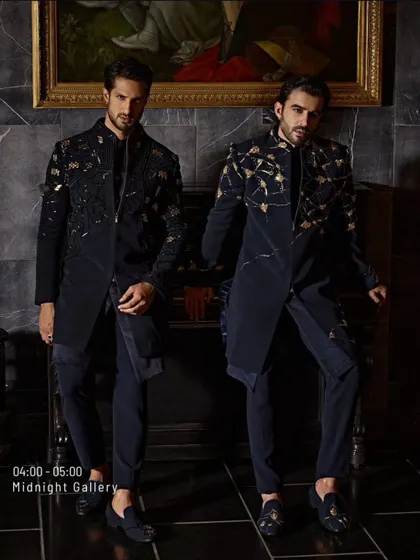 The night doesn’t begin until he enters. This bold black jacket with a golden spark is for the man who makes silence feel like a statement.