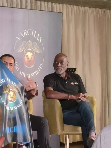 Listening intently during the panel discussion with Sir Vivian Richards for the Varchas Whiskey launch. My role as a moderator is to guide the conversation thoughtfully, bringing out the best stories from the speakers.
