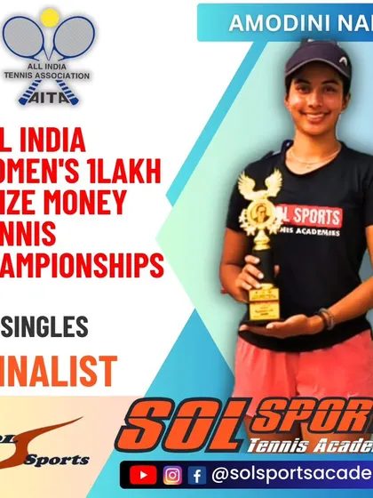 Amodini Naik's run to the singles final at the AITA Nationals Women's 1 Lakh Tennis Tournament on her first attempt is a testament to her talent and our training program.