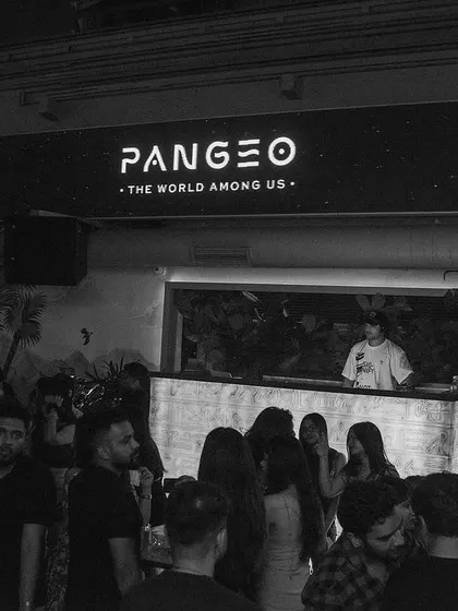 A black and white shot of the scene at Pangeo. It captures the mood and the architecture of the club beautifully.