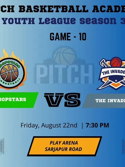 The game announcement for a crucial test in Game 10 between the Hoopstars and The Invaders.