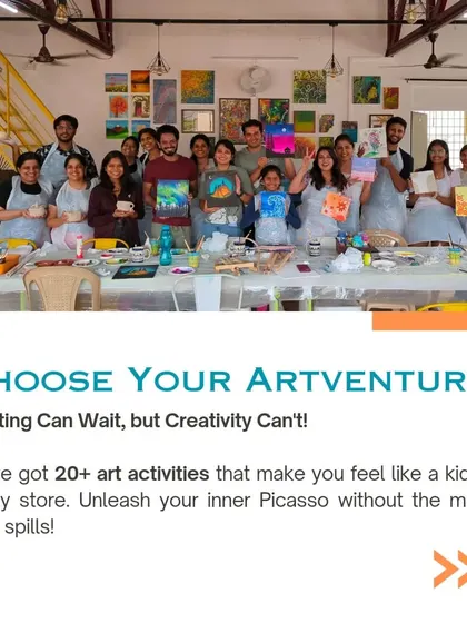 Choose your art-venture! With over 20 different activities, our studio is like a candy store for creatives. Adulting can wait, but creativity can't!
