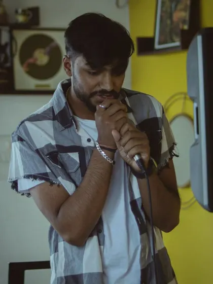A student beatboxer and rapper performing at a recital. We embrace all genres, including hip-hop and vocal percussion.