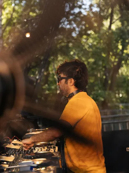 A cool, motion blurred shot from my opening set at Awakenings. The vibe in the forest was perfect for some deep, experimental sounds.