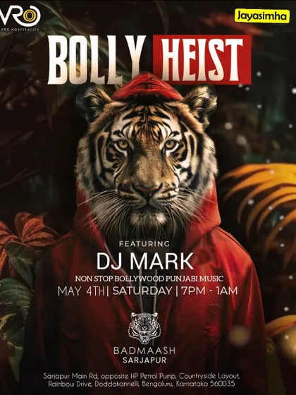 The Bolly Heist event at Badmaash Sarjapur, taking my popular themed night to a different location.