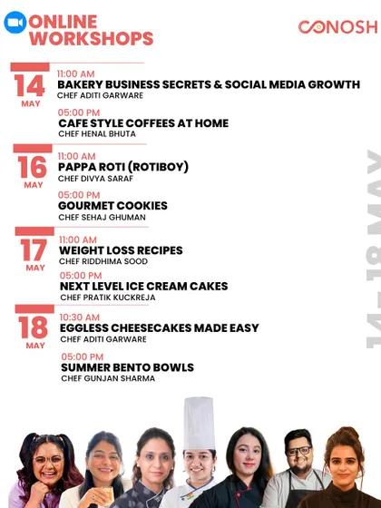 This May schedule was designed to help you create, learn, and rise, with workshops on bakery business secrets, gourmet cookies, and next-level ice cream cakes.