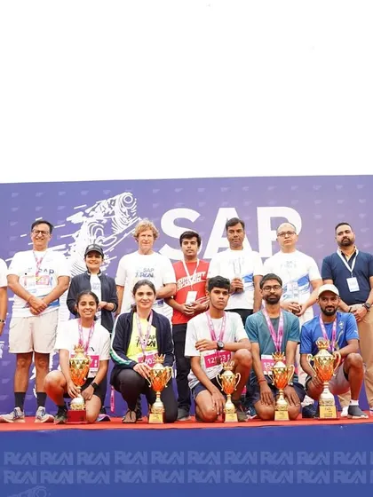 A proud moment for the winners at the SAP Run. Our stage and audio setup provided the perfect platform for the awards ceremony, ensuring every winner's achievement was celebrated with clarity and impact.