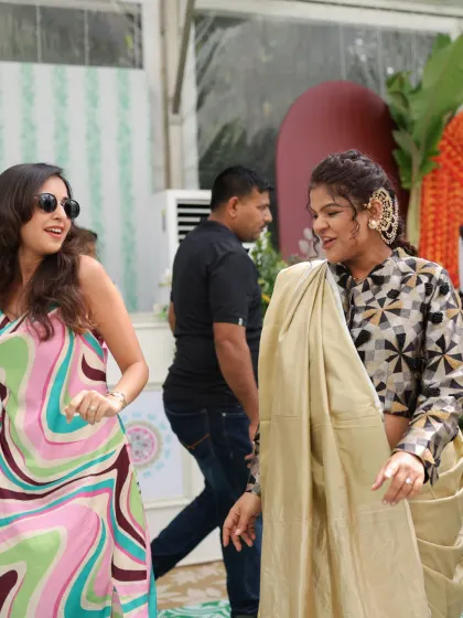 Guests find their rhythm while we play for the baby-shower gathering at Sheraton Grand Bengaluru Whitefield.