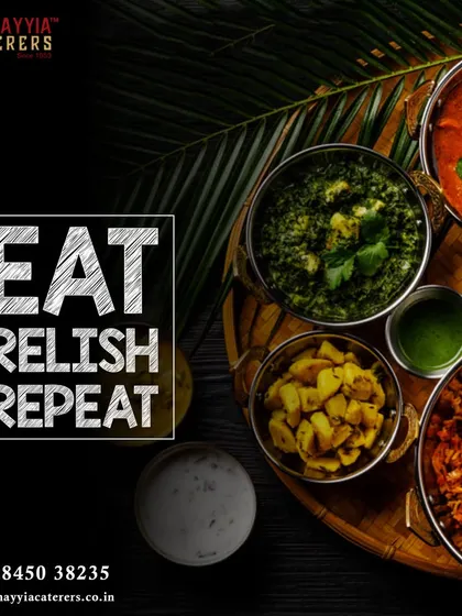 Eat, relish, repeat. A graphic showcasing a variety of our dishes, inviting you on a gastronomic adventure.
