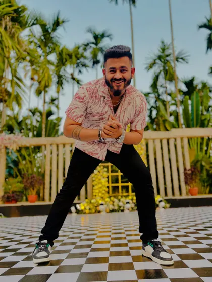 On the dance floor before the guests arrive. I always bring my energy and get ready to lead the party from the front.