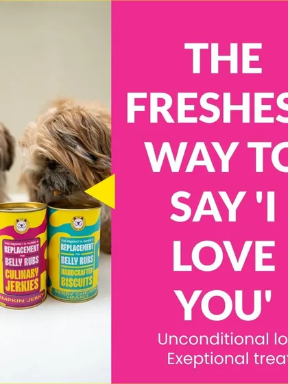 I believe the freshest way to say 'I love you' is with treats made from real, honest ingredients. My handcrafted biscuits and jerkies are made without preservatives, using only farm-fresh fruits, veggies, and meats, packed to stay fresh for your best friend.