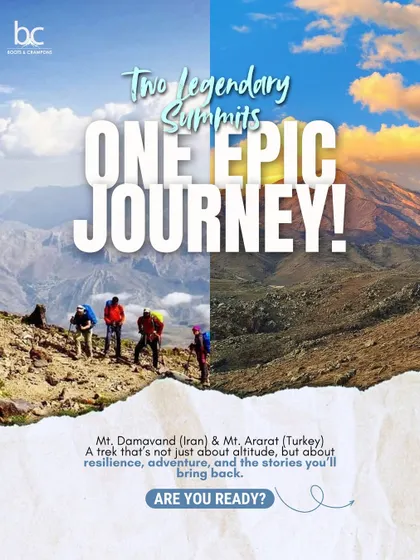 An epic journey to two legendary summits: Mt. Damavand in Iran and Mt. Ararat in Turkey. This dual expedition offers a unique blend of high-altitude challenge and rich cultural history.