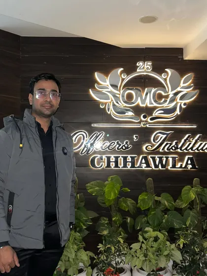 Posing next to the Officers' Institute sign in Chhawla. It was an honor to perform here.
