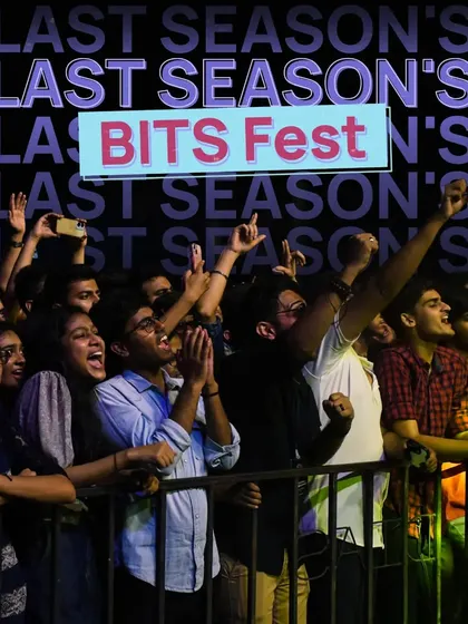 The ecstatic faces of students in the front row at a BITS fest, fully immersed in the experience we created.