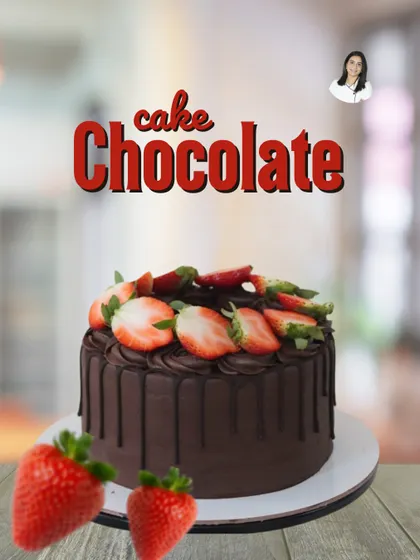 A classic and irresistible chocolate drip cake. This rich chocolate cake is topped with a generous amount of fresh, juicy strawberries, offering a perfect combination of flavors.