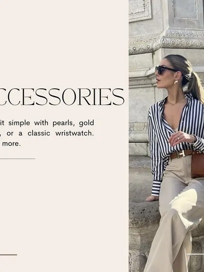 Accessories are key, but they should be simple. This guide suggests classic pieces like pearls, gold hoops, or a timeless wristwatch to complement your look without overwhelming it. Less is always more.