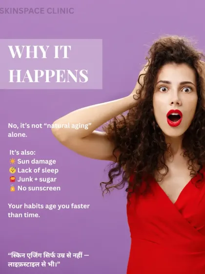 Why does aging happen? It's not just a "natural" process. Your habits can age you faster than time. Sun damage, lack of sleep, junk food, sugar, and not using sunscreen are all major contributors.