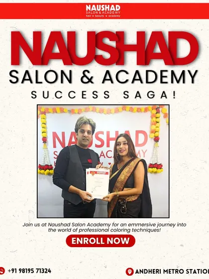 Another proud moment, awarding a certificate to a talented student. She has completed her training and is now equipped with professional coloring and styling skills.
