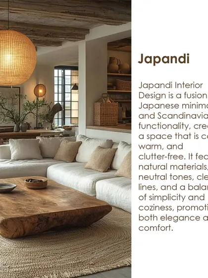 A look at Japandi design, a fusion of Japanese minimalism and Scandinavian functionality. It creates a calm, clutter-free space with natural materials, neutral tones, and clean lines.