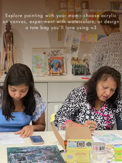 Another Mother's Day special, encouraging families to explore painting together. Participants could choose acrylics, watercolors, or designing a tote bag.