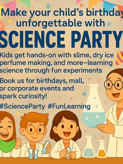 Looking for a unique kids' party idea? I bring the science lab to you! From bubbling dry ice to gooey slime and DIY perfume making, I offer a full menu of hands-on experiments for birthdays, mall events, and corporate functions.