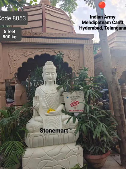 We were honored to supply this super large 5-foot, 800 kg Big Buddha statue to the Indian Army at Mehdipatnam Cantt, Hyderabad. It serves as a symbol of peace and strength.