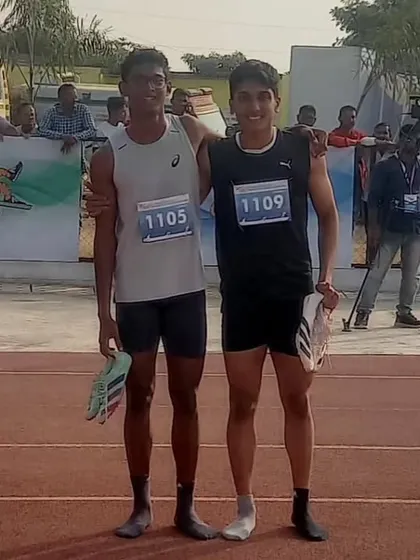 Two of my athletes, Jason and Akshay, at the SGFI National Athletics Meet. The camaraderie and support within the team are just as important as the individual wins.