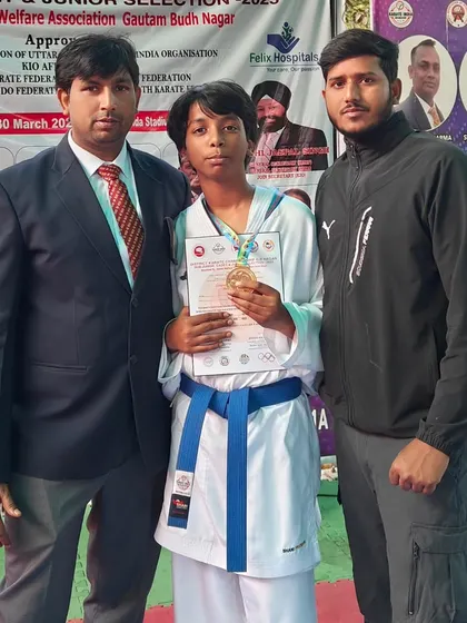 With a cadet champion at the Gautam Buddh Nagar district selections. His gold medal is a ticket to the next level.