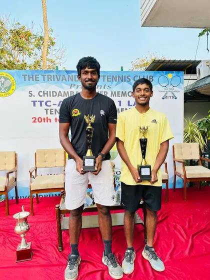 Another shot of our players Oges and Sivadeep after their singles final match.