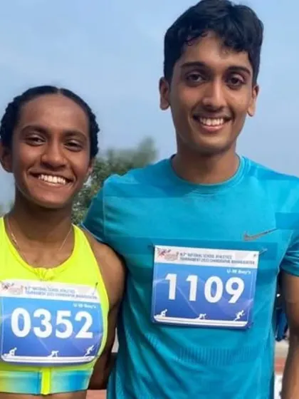 A proud moment with my athletes Jason Castelino and Eekisha Bhadsavale at the School Games Federation of India (SGFI) National Athletics Meet. Jason's three gold medals are a result of his relentless training and focus.